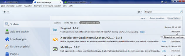 Thunderbird Enigmail installieren